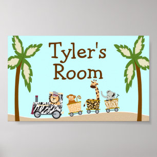 Animal Train Customised Name Wall Poster
