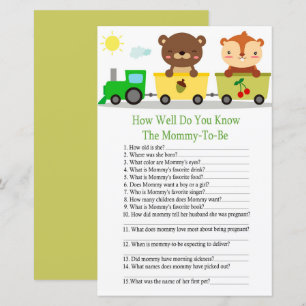 Animal train how well do you know baby shower game