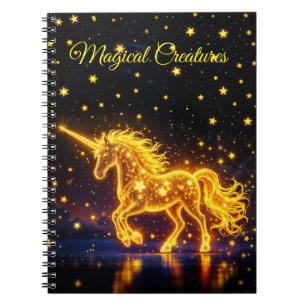 Animal unicorn fantasy gold luminous stars notebook