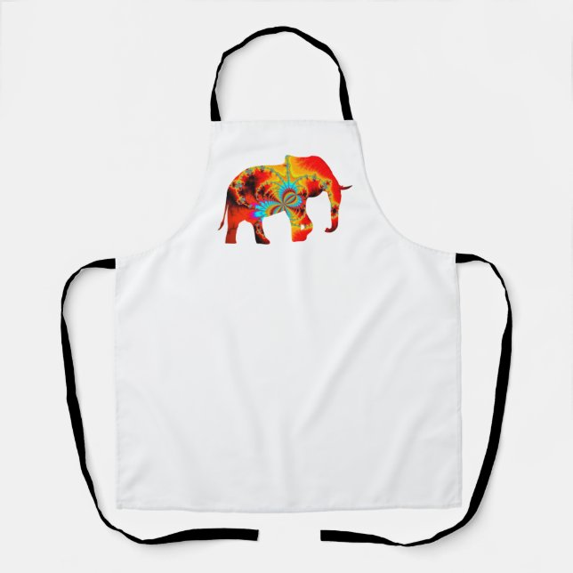 Animal Welfare - Elephant Silhouette Fractal 1 Apron (Front)