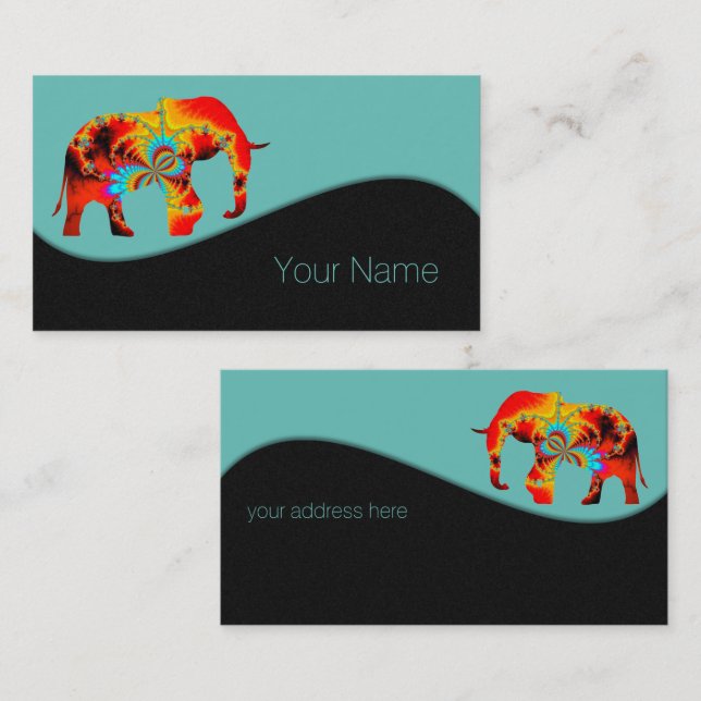 Animal Welfare - Elephant Silhouette Fractal 1 Business Card (Front/Back)