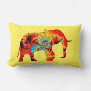 Animal Welfare - Elephant Silhouette Fractal 1 Lumbar Cushion