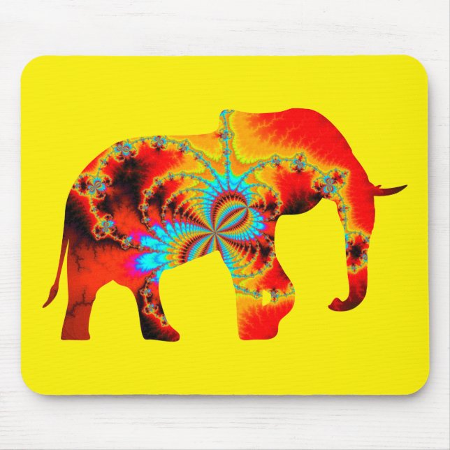 Animal Welfare - Elephant Silhouette Fractal 1 Mouse Pad (Front)