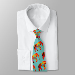 Animal Welfare - Elephant Silhouette Fractal 1 Tie