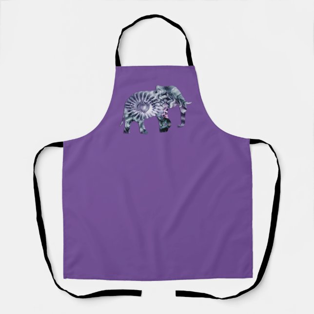 Animal Welfare - Elephant Silhouette Fractal 2 Apron (Front)
