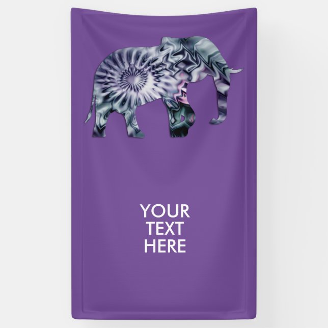 Animal Welfare - Elephant Silhouette Fractal 2 Banner (Vertical)