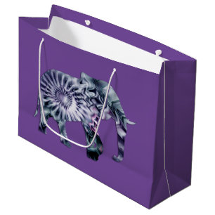 Animal Welfare - Elephant Silhouette Fractal 2 Large Gift Bag