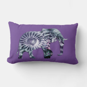 Animal Welfare - Elephant Silhouette Fractal 2 Lumbar Cushion