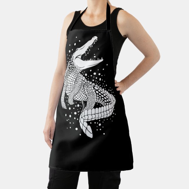 Animal White Silhouette - Crocodile Apron (Insitu)