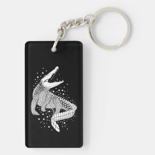 Animal White Silhouette - Crocodile Key Ring