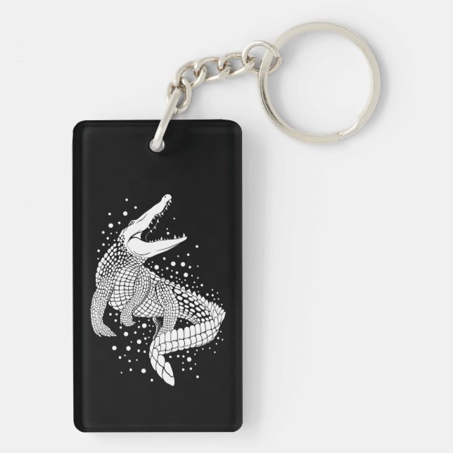 Animal White Silhouette - Crocodile Key Ring (Back)