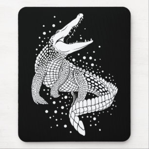 Animal White Silhouette - Crocodile Mouse Pad