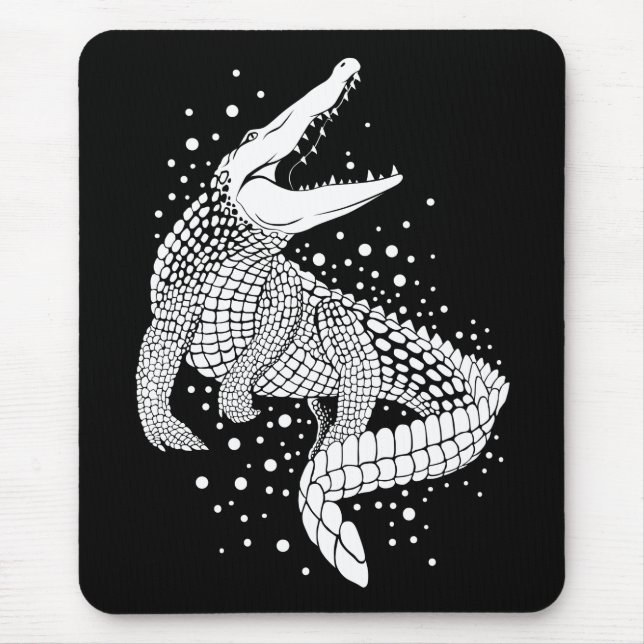 Animal White Silhouette - Crocodile Mouse Pad (Front)