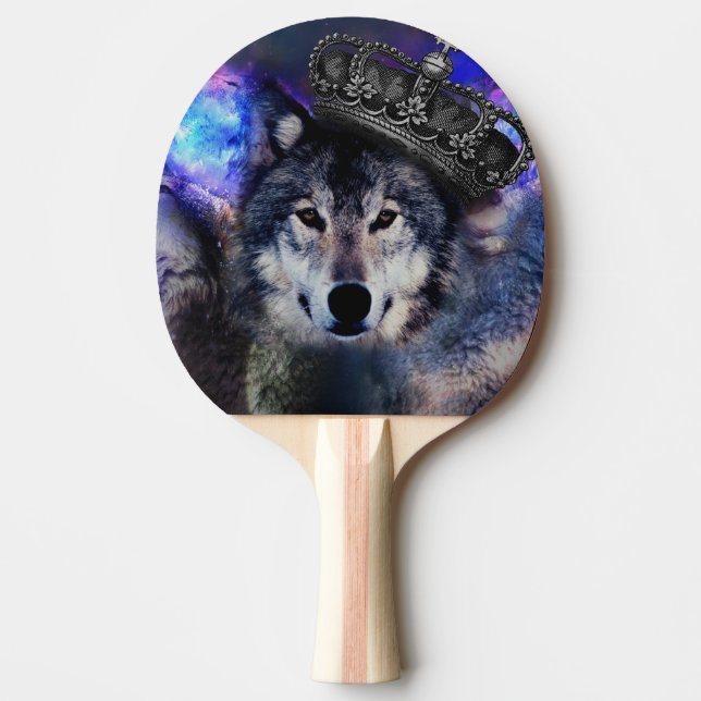 Animal wolf in crown ping pong paddle (Front)