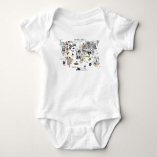 Animal World Map Baby Bodysuit