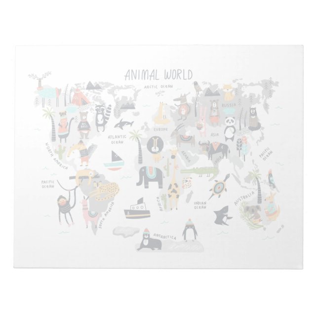 Animal World Map Notepad (Front)