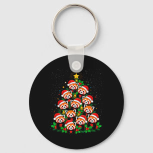 Animal Xmas Tree Santa Hat Red Panda Christmas T S Key Ring