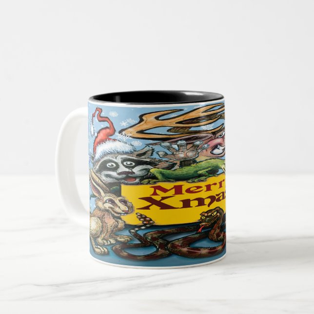 Animal Xmas Two-Tone Coffee Mug (Front Left)