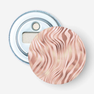 Animal Zebra Stripes Bright Pink Golden Bronze Bottle Opener