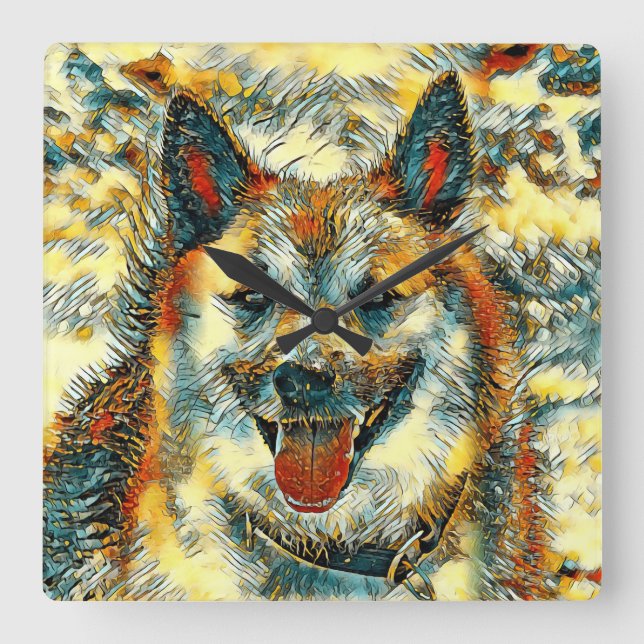 AnimalArt_Dog_004 Square Wall Clock (Front)