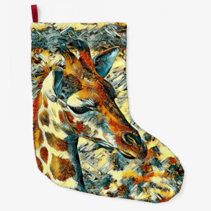 AnimalArt_Giraffe_002 Large Christmas Stocking