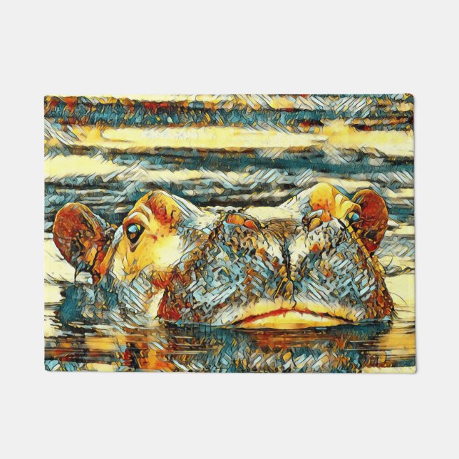 AnimalArt_Hippo_001 Doormat (Front)