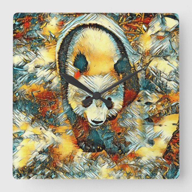 AnimalArt_Panda_006 Square Wall Clock (Front)