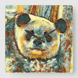 AnimalArt_Panda_014 Square Wall Clock