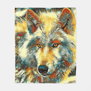 AnimalArt_Wolf_004 Fleece Blanket