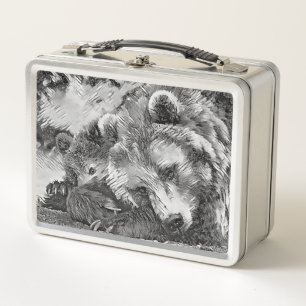 AnimalArtBW_Bear_002 Metal Lunch Box