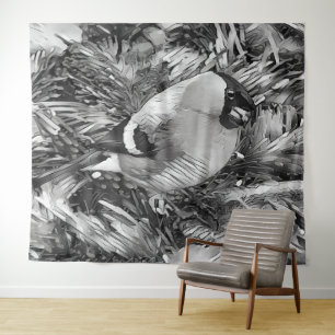 AnimalArtBW_Bird 001 -Bullfinch Tapestry