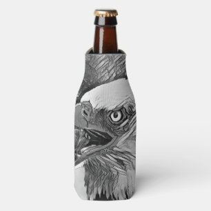 AnimalArtBW_Bird_002 Bottle Cooler