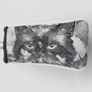 AnimalArtBW_Cat_003 Golf Head Cover
