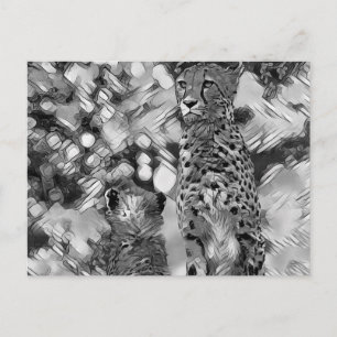 AnimalArtBW_Cheetah_008 Postcard