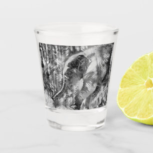 AnimalArtBW_Elephant_001 Shot Glass