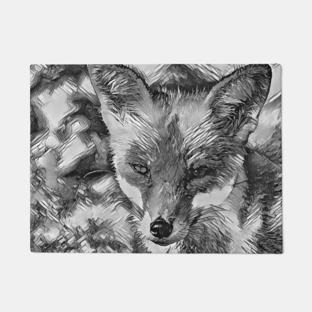 AnimalArtBW_Fox_001 Doormat (Front)