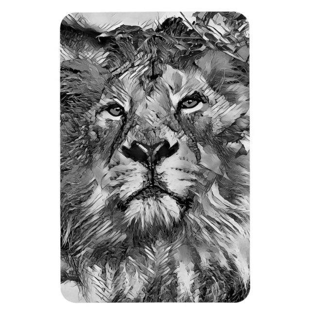 AnimalArtBW_Lion_003 Magnet (Vertical)