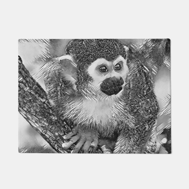 AnimalArtBW_Monkey_002 Doormat (Front)