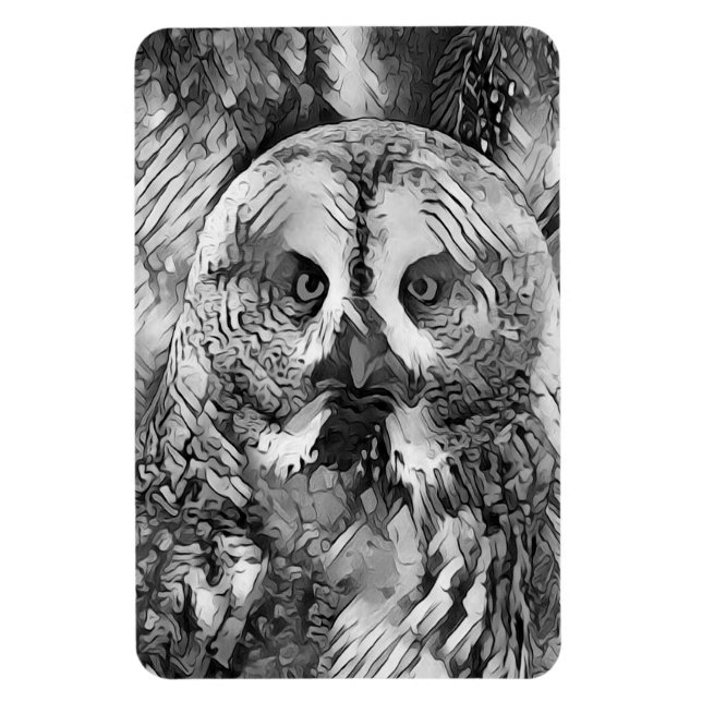 AnimalArtBW_Owl_001 Magnet (Vertical)