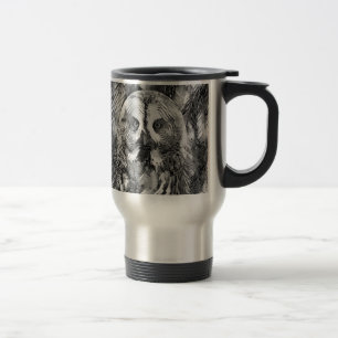 AnimalArtBW_Owl_001 Travel Mug