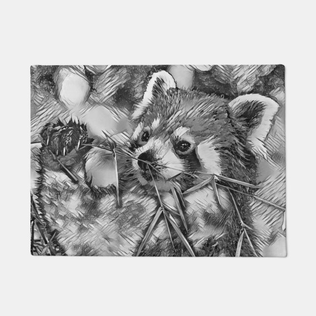AnimalArtBW_RedPanda_001 Doormat (Front)