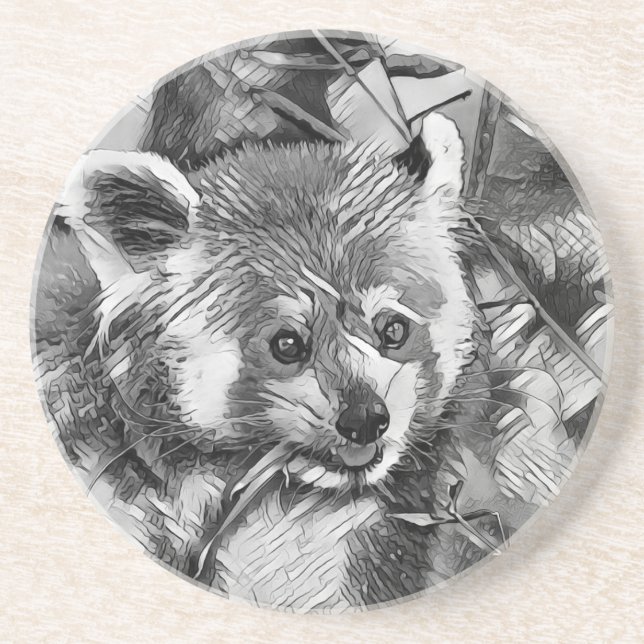 AnimalArtBW_RedPanda_003 Coaster (Front)