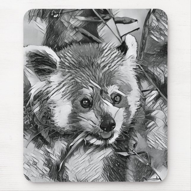 AnimalArtBW_RedPanda_003 Mouse Pad (Front)