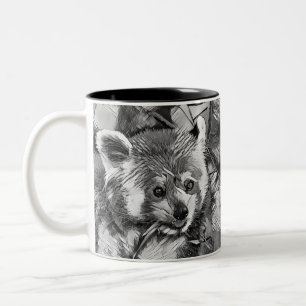 AnimalArtBW_RedPanda_003 Two-Tone Coffee Mug