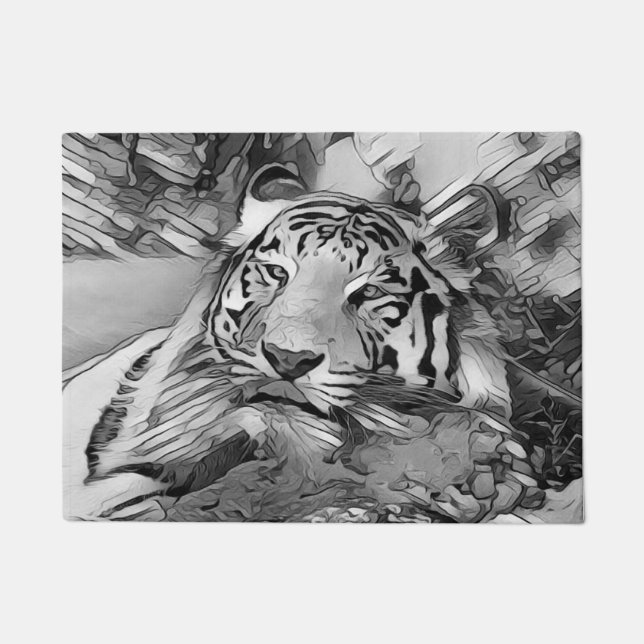 AnimalArtBW_Tiger_002 Doormat (Front)