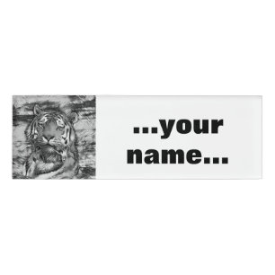 AnimalArtBW_Tiger_004 Name Tag