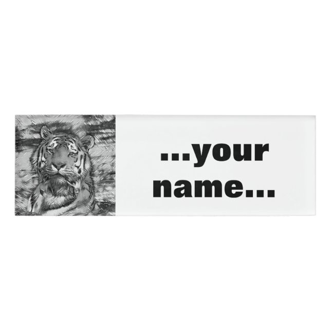 AnimalArtBW_Tiger_004 Name Tag (Front)