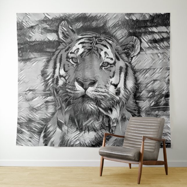 AnimalArtBW_Tiger_004 Tapestry (In Situ (Horizontal))