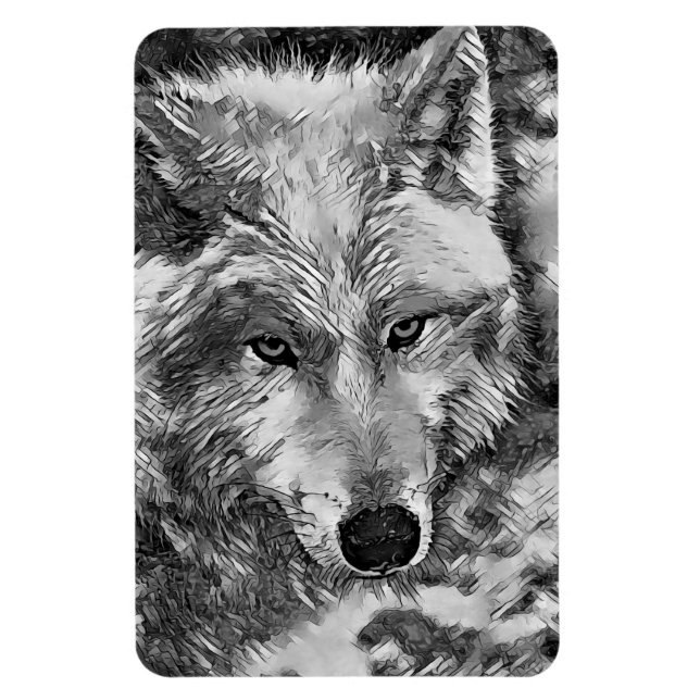 AnimalArtBW_Wolf_002 Magnet (Vertical)