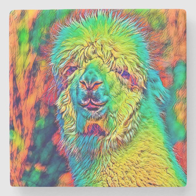 AnimalColor_Alpaca_005 Stone Coaster (Front)